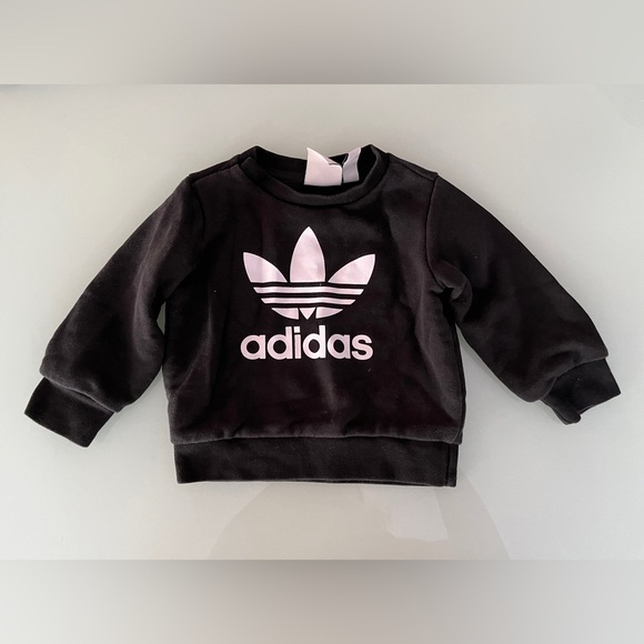 Adidas Sweat Shirt Pullover Toddler Boy/Girl Sz 6 Months Black Logo - Picture 1 of 10